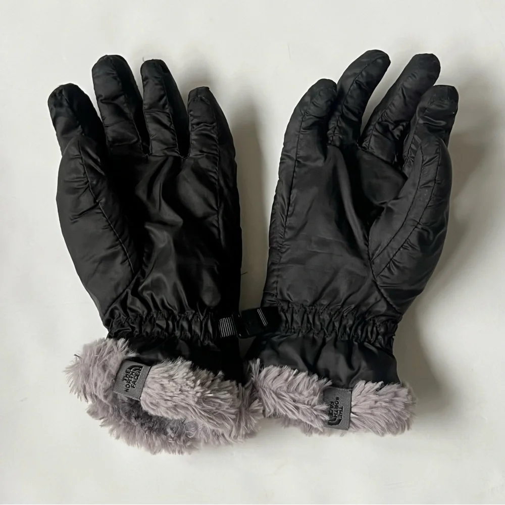 The North Face Mossbud Swirl Fleece Gloves Black Girl's Small Quilted Gorpcore